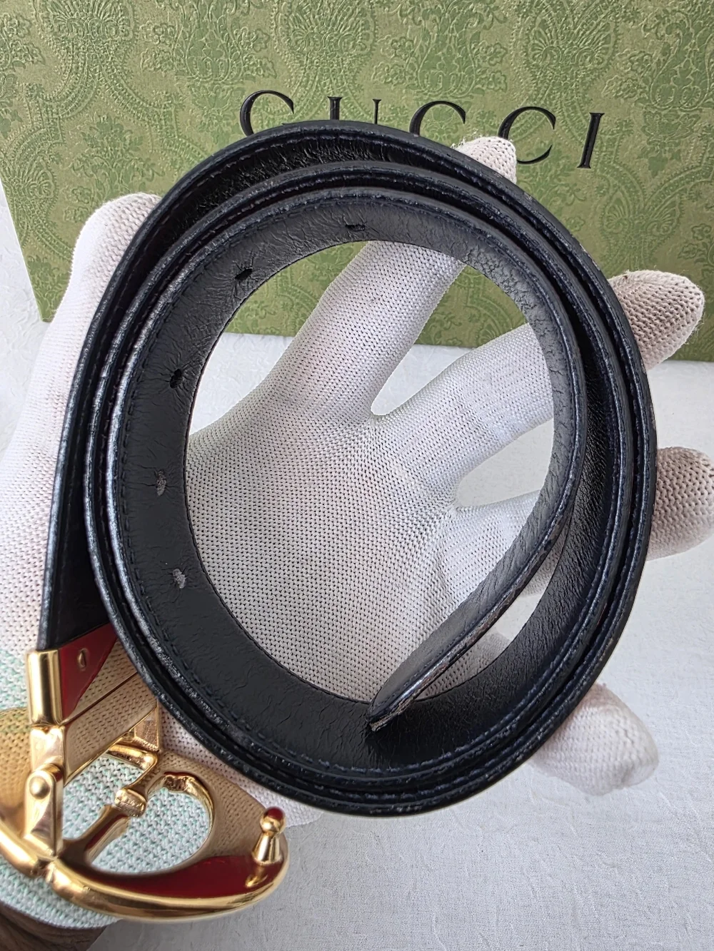 Aurh Gucci Double GG Reversible Leather Belt - Picture 3 of 10